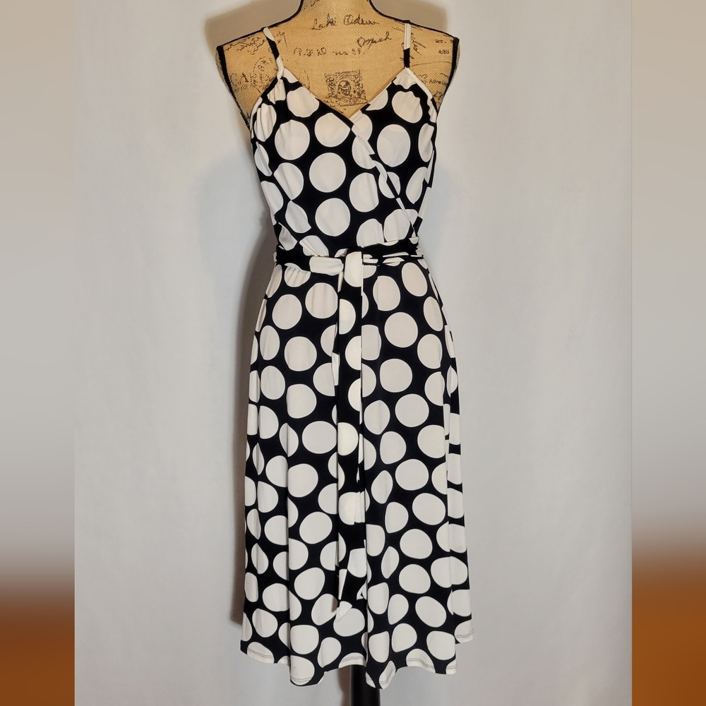 Merona Black & White Polka Dot Spaghetti Strap Swing Dress | Sz. M